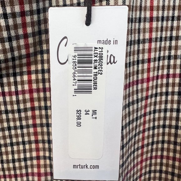 Mr Turk Alex Slim Trouser Multi-Color , Size 34 - Picture 7 of 7